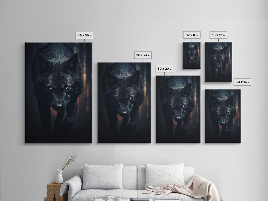 Black Wolf On The Hunt Art Print, Wildlife - Image 2