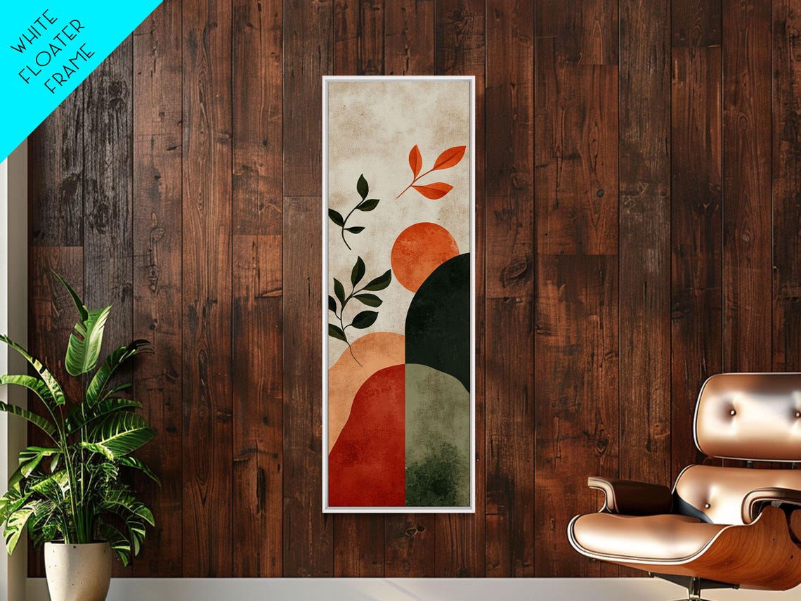 Boho Abstract Sun Leaves Sage Green Terracotta Modern Wall Art - Image 4