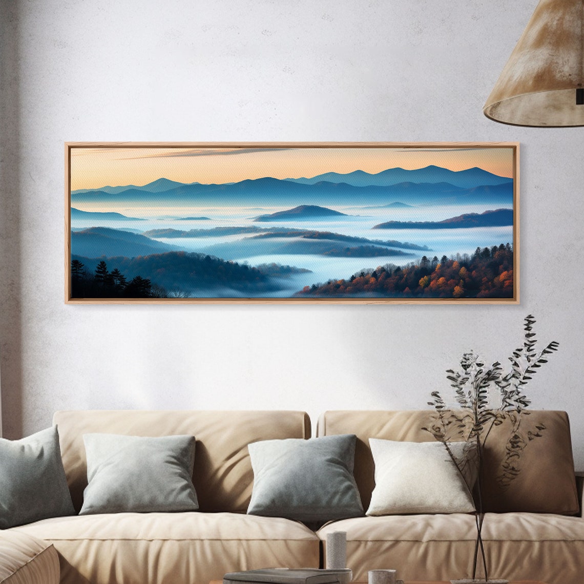 Blue Ridge Mountains Misty Valley Fog Autumn Sunset Panoramic Poster - Image 4