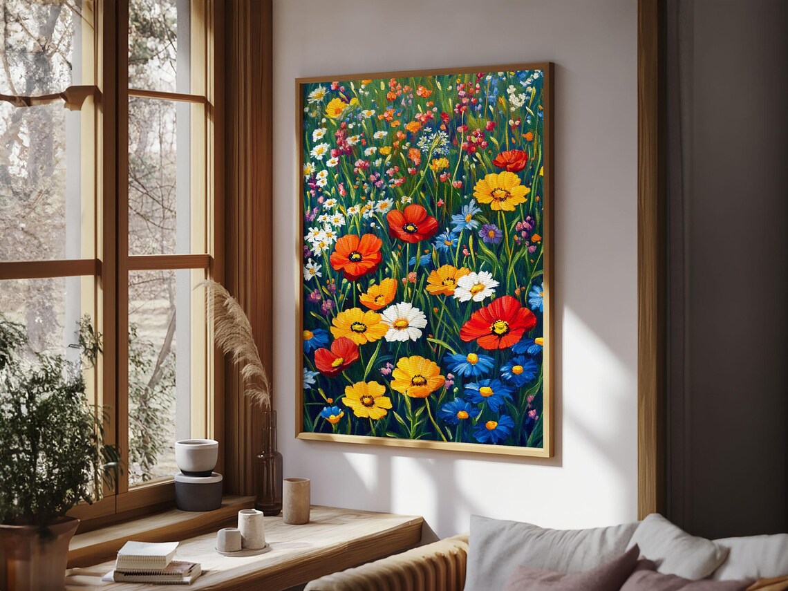 Vibrant Wildflower Field Red Poppies Colorful Floral Art Poster - Image 6