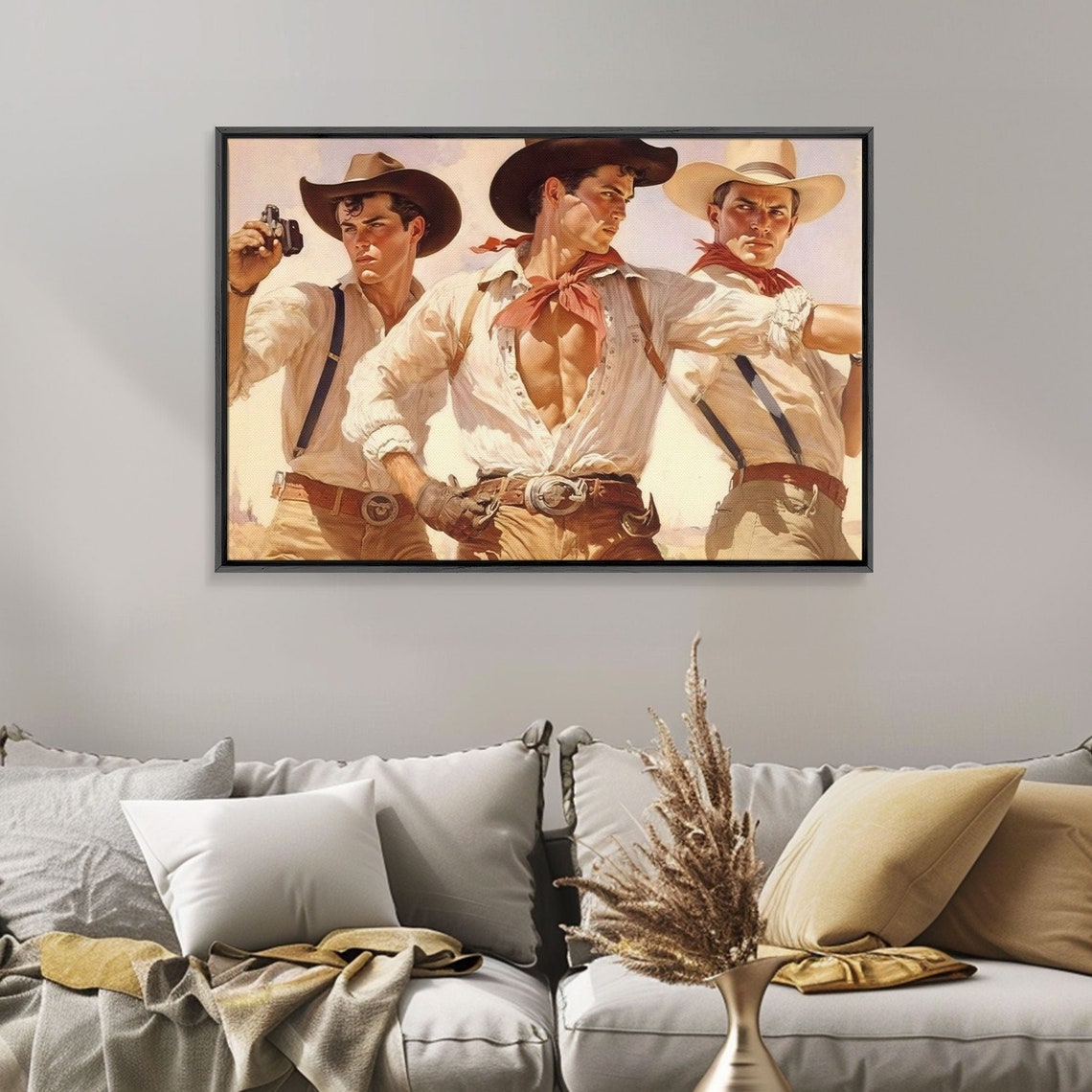 Three Young Cowboys Western Pulp Art Style Vintage Wild West Poster - Image 6