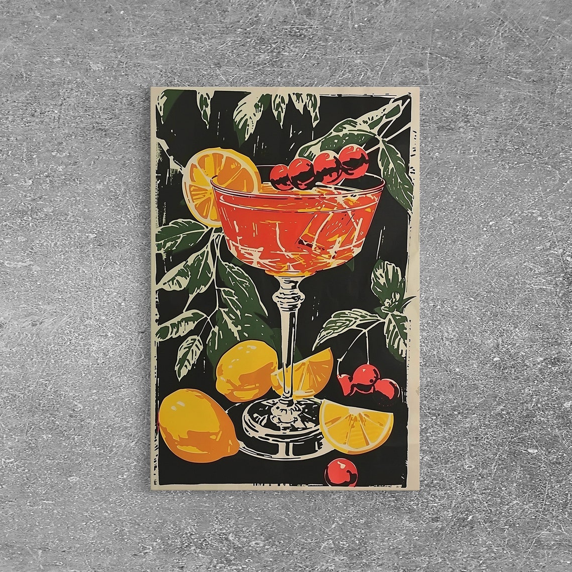 Retro Orange Cocktail Art Deco Style Bar Cart Drink Print Poster - Image 5