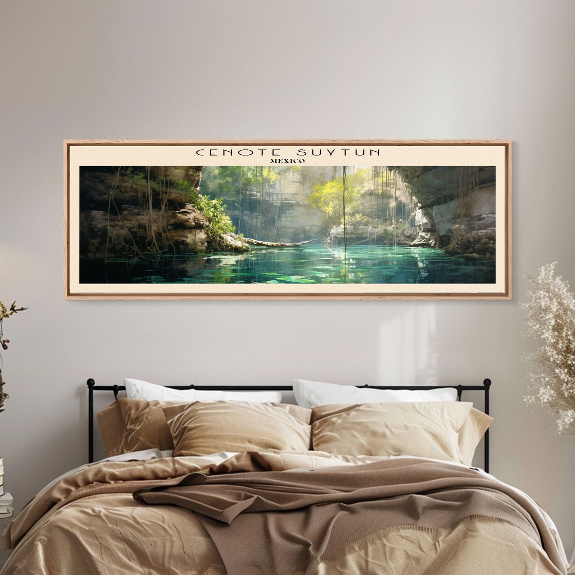 Cenote Suytun Mexico Cave Turquoise Water Light Beam Panoramic Poster - Image 5