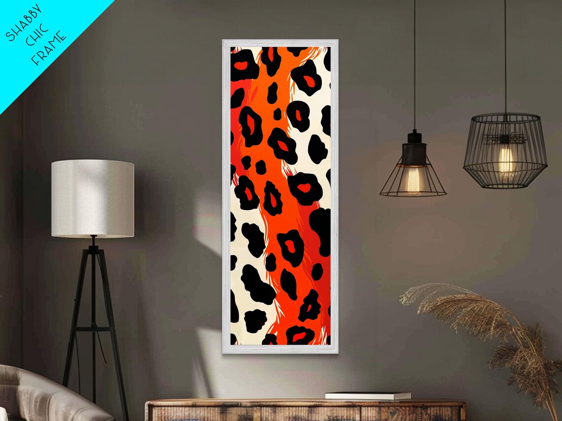 Bold Orange Black Leopard Spots Pattern Midcentury Modern Tall Skinny Poster - Image 6