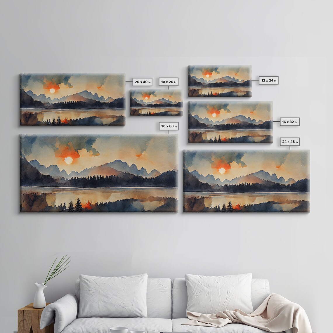 Watercolor Forest Fire Landscape Reproduction Print - Image 2