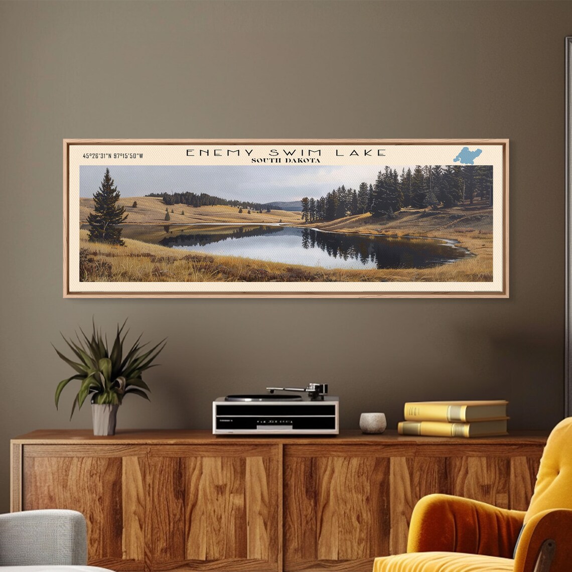 Enemy Swim Lake South Dakota Golden Prairie Hills Pond Poster