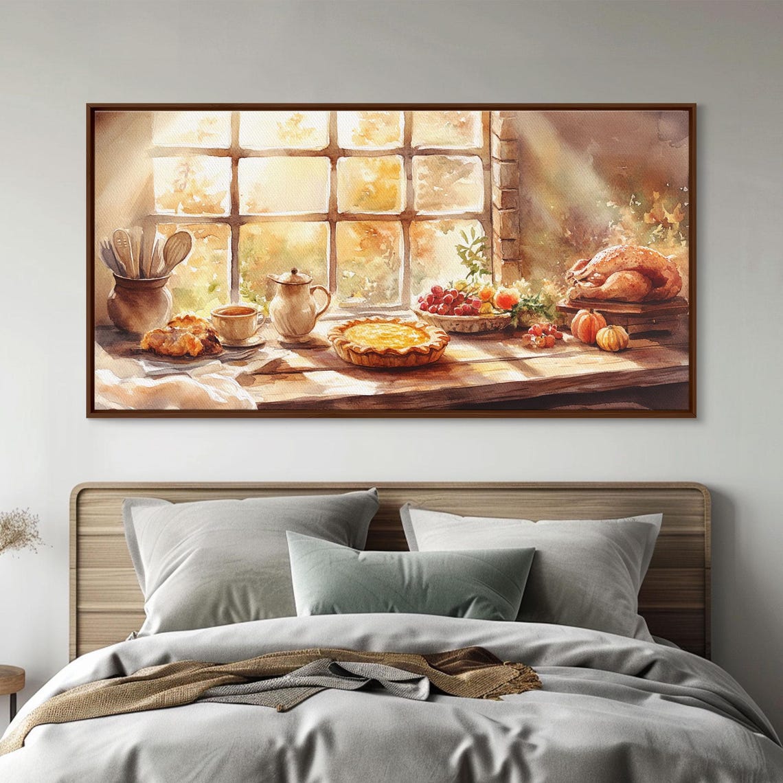 Thanksgiving Harvest Table Pumpkin Pie Turkey Window Art Print - Image 3