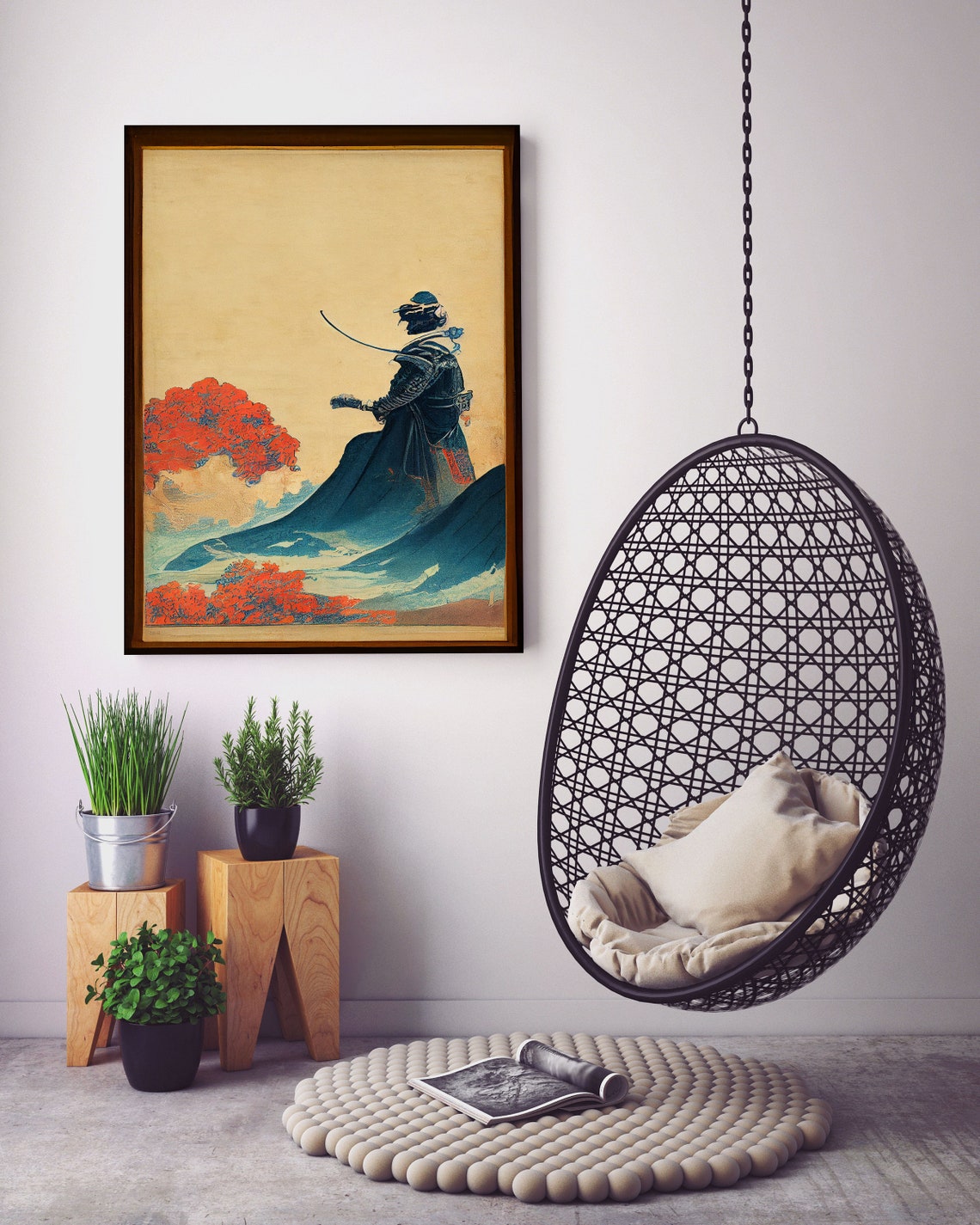 Japanese Samurai Warrior Ocean Waves Red Maple Classic Ukiyo-e Poster - Image 5