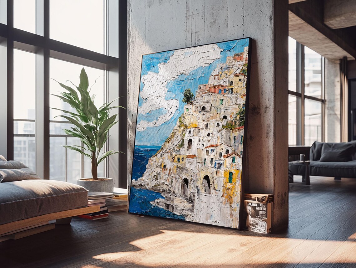 Cinque Terre Manarola Italy Cliff Village Colorful Impasto Seascape Travel Poster - Image 5