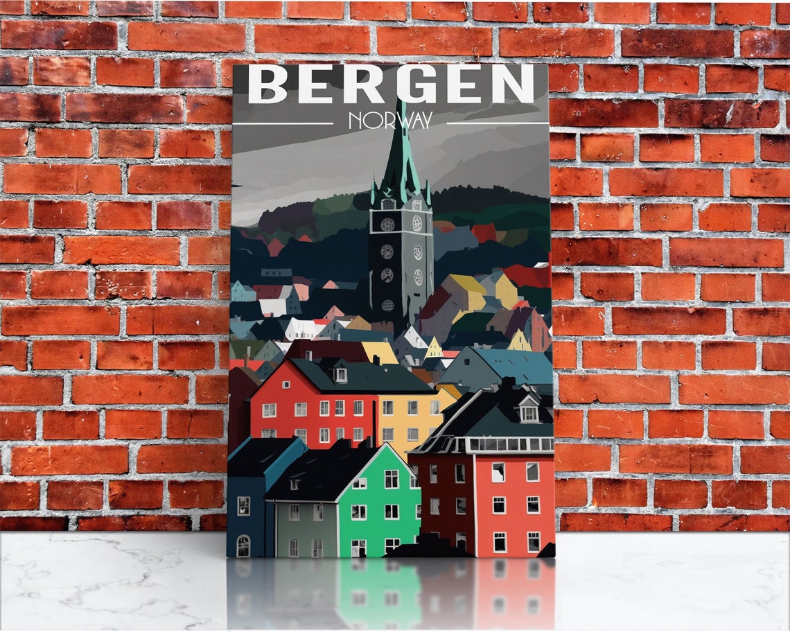 Bergen Wall Poster Norwayposter Europe Wall Art Norway Art Print Travel Wall Print Travel Poster Travel Wall Art Wall Print - Image 3