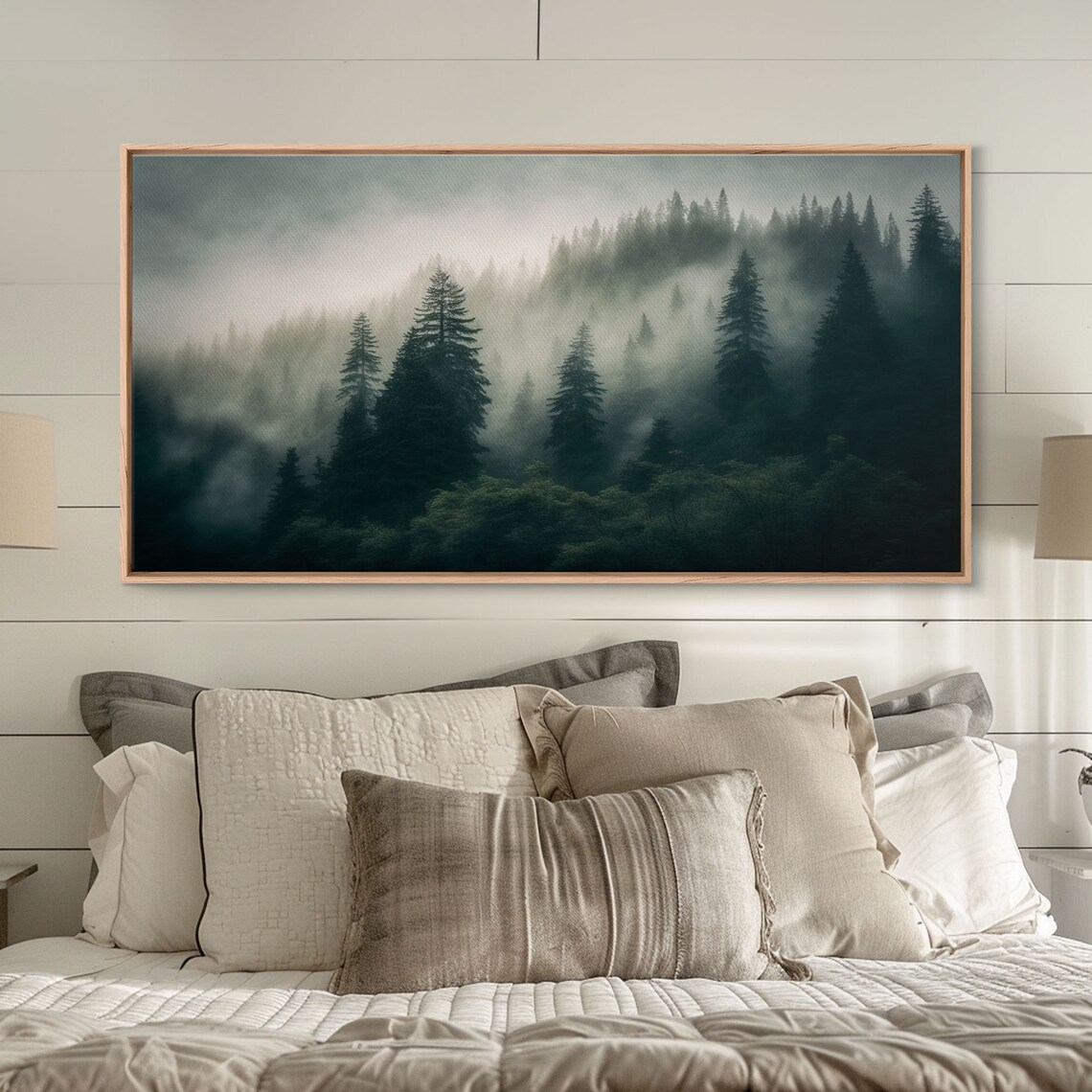 Morning Fog Over A Mountain Forest Art Print - Image 5