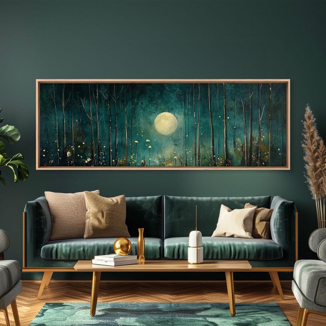 Moon Over The Forest, Vintage Dark Forest Art Print - Image 3