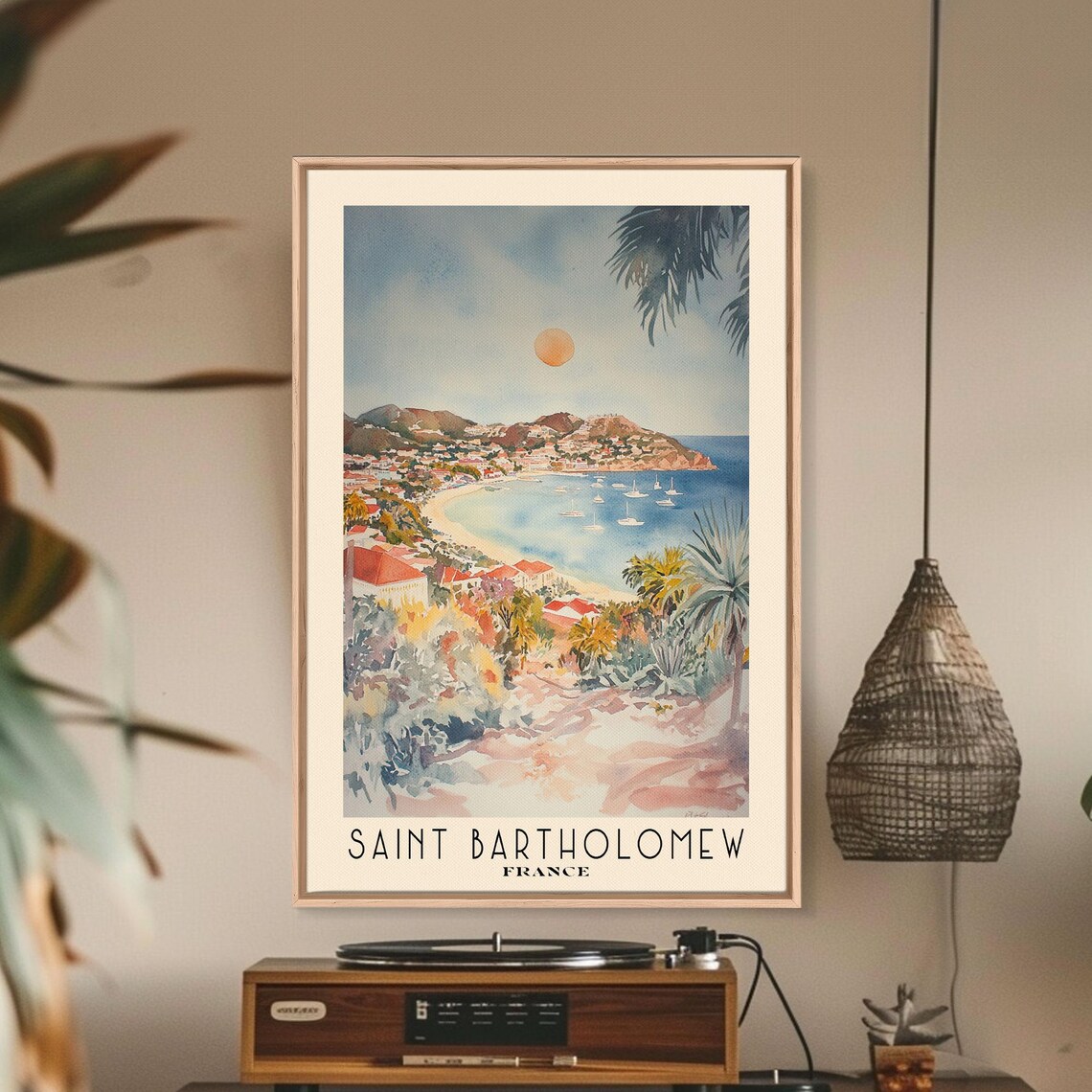 Saint Bartholomew France Watercolor Print Vacation Gift France Wall Art Beach Painting Beach Decor Beach Or Lakehouse Art - Image 3