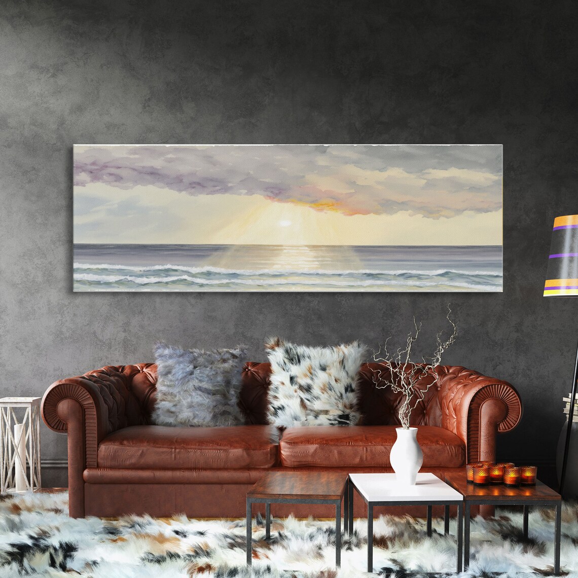 Panoramic Ocean Beach Sea Landscape Nautical Wall Art - Image 3