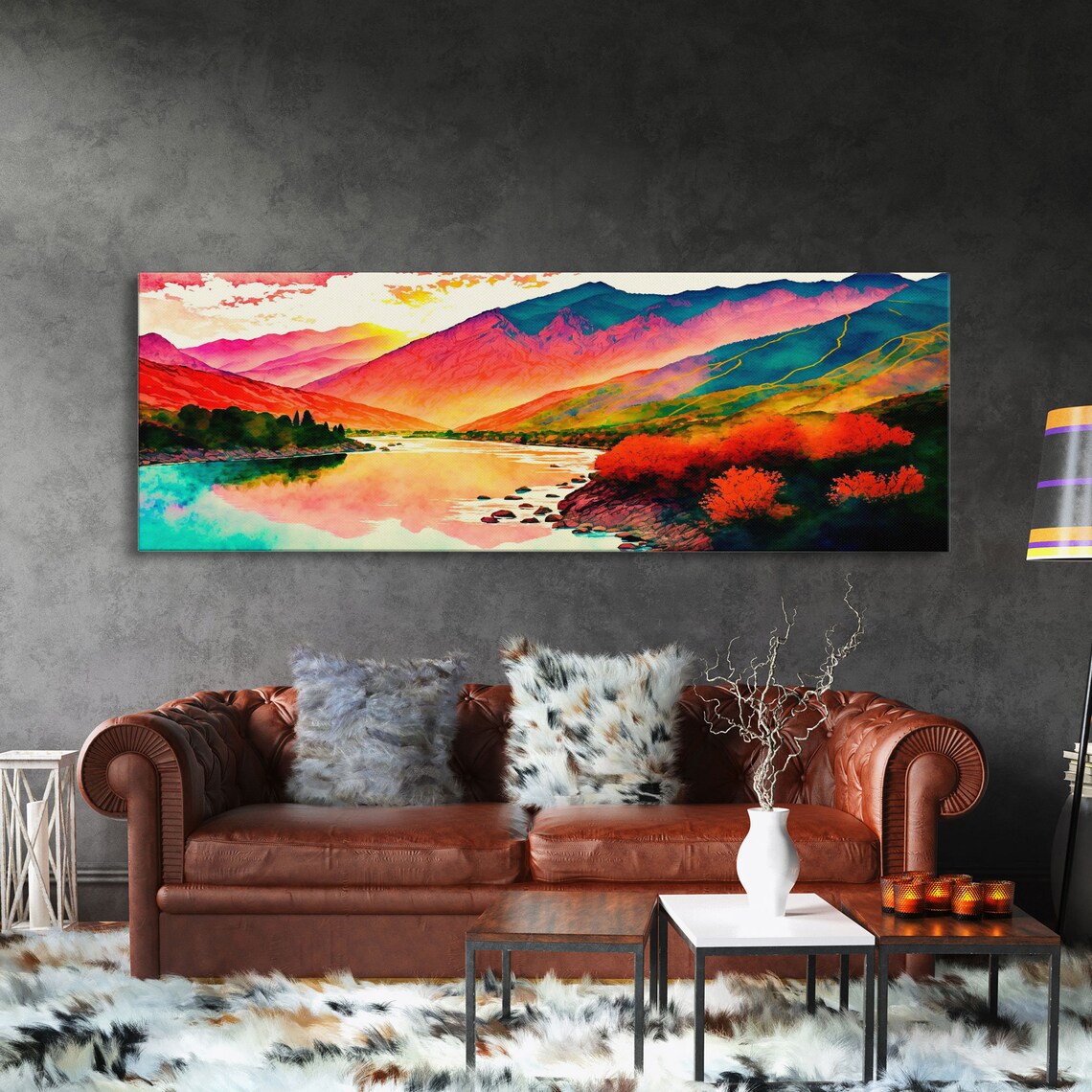 Colorful Abstract Watercolor Landscape Art Print - Image 3