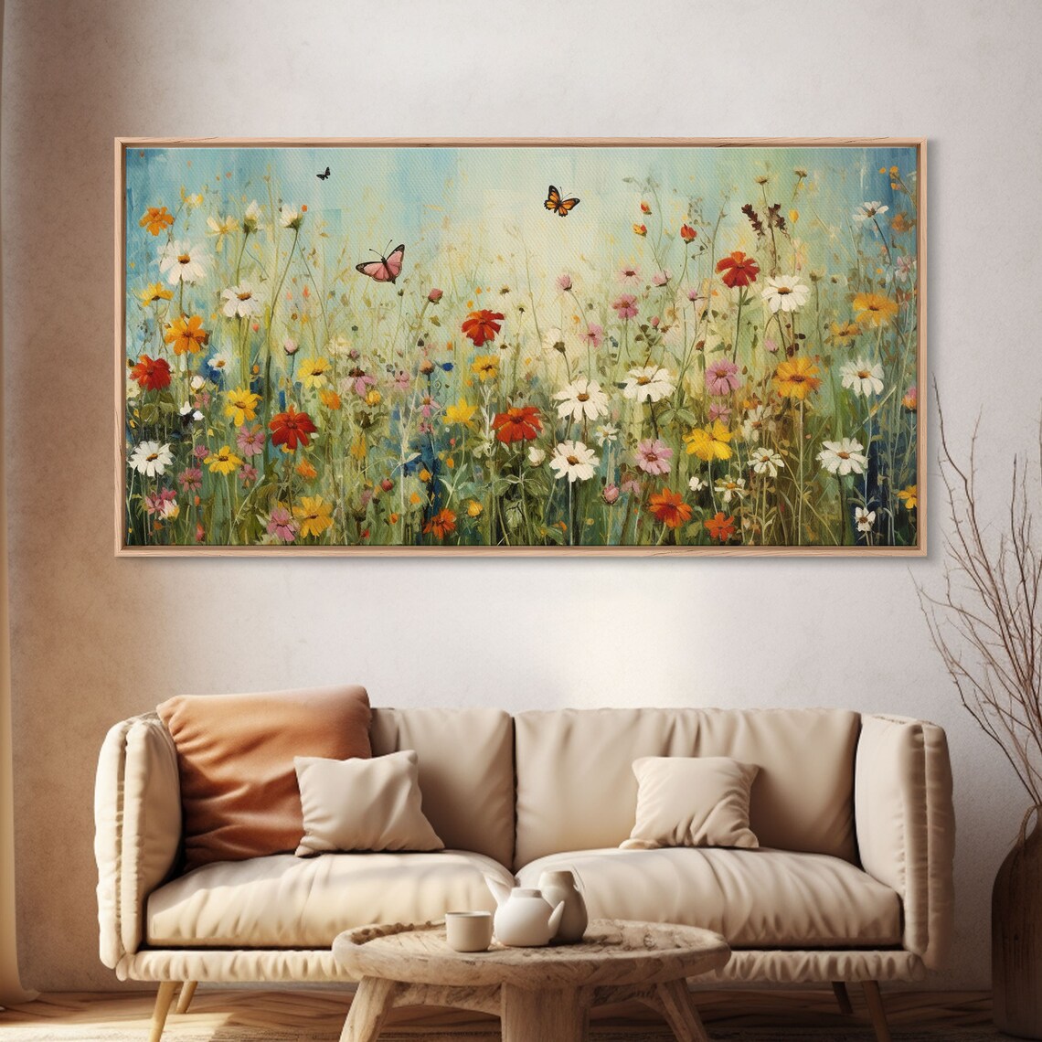 Butterfly and Wildflowers Watercolor Art Print, Minimalist - Image 4