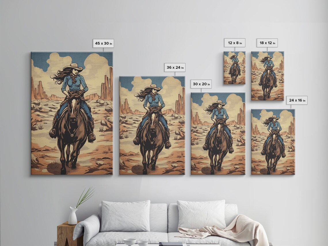 Western Cowgirl Vintage Mid-Century Art Print - Image 2