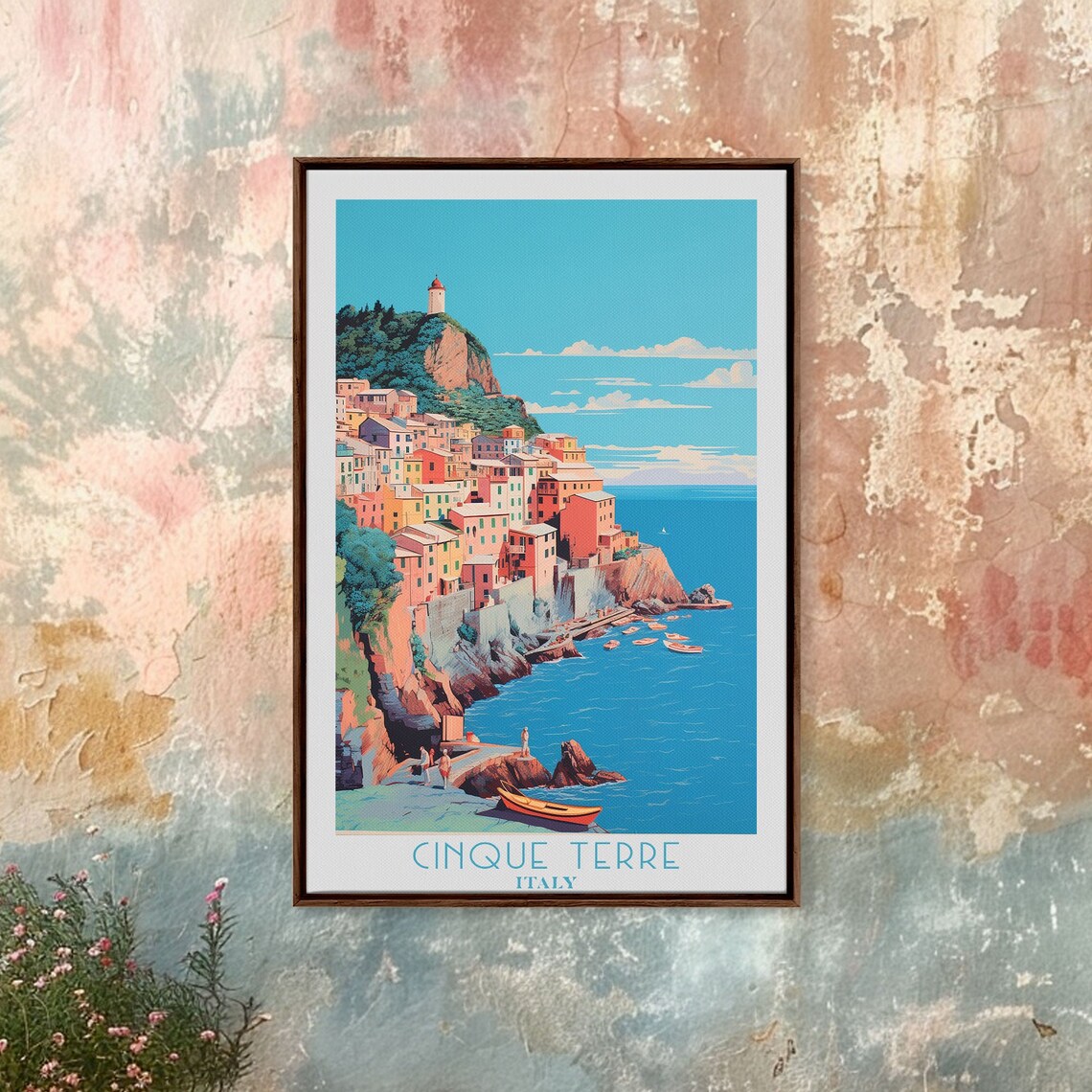 Cinque Terre Italy Colorful Cliff Village Harbor Boats Travel Poster - Image 4