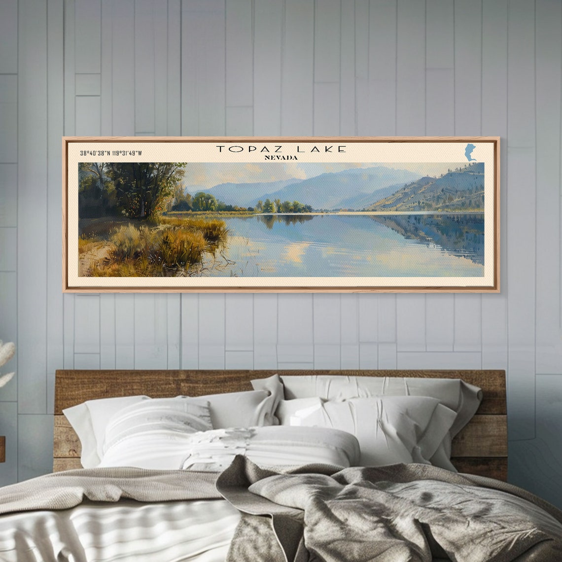 Topaz Lake Nevada Panoramic Mountain Reflection Calm Water Poster - Image 3