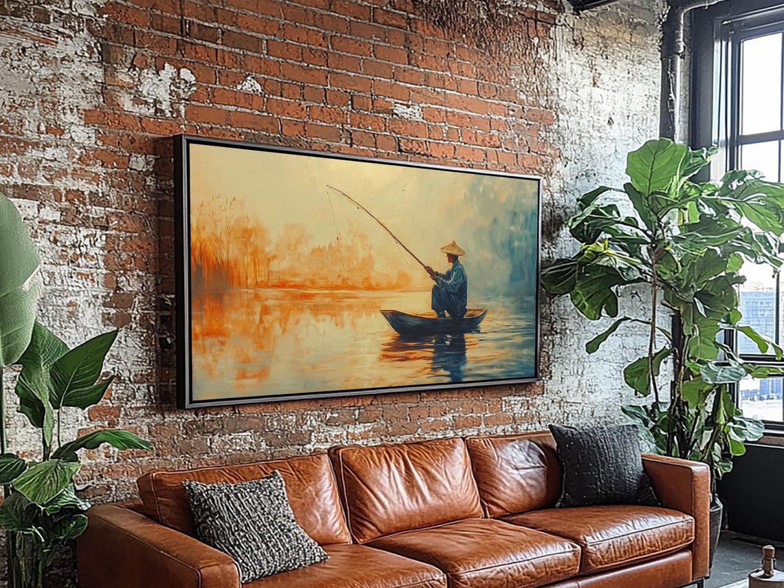 Wabi Sabi Fisherman Painting Print Fishing Wall Art Japanese Fisherman Watercolor Painting Fishing Gift Fisherman Gift Idea - Image 4