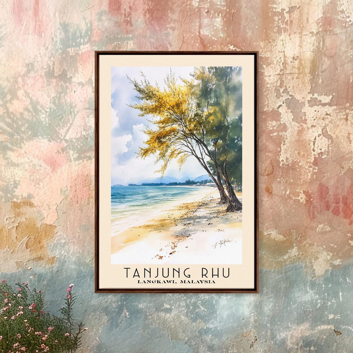 Tanjung Rhu Langkawi Malaysia Golden Tree Leaning Beach Blue Poster - Image 4