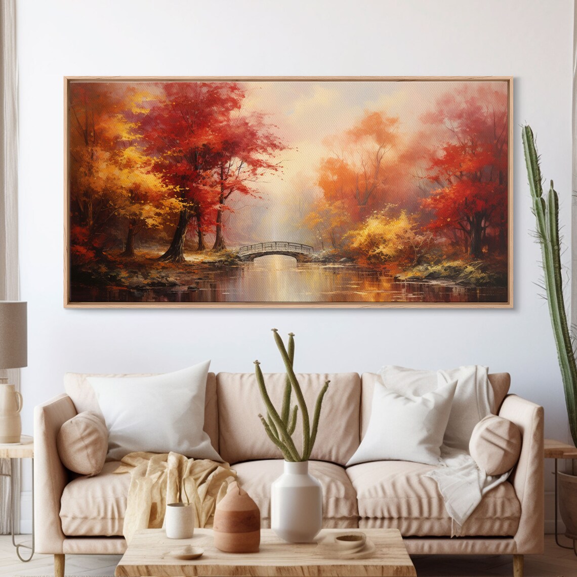 Early Autumn Forest Landscape Art Print, Farmhouse - Image 3
