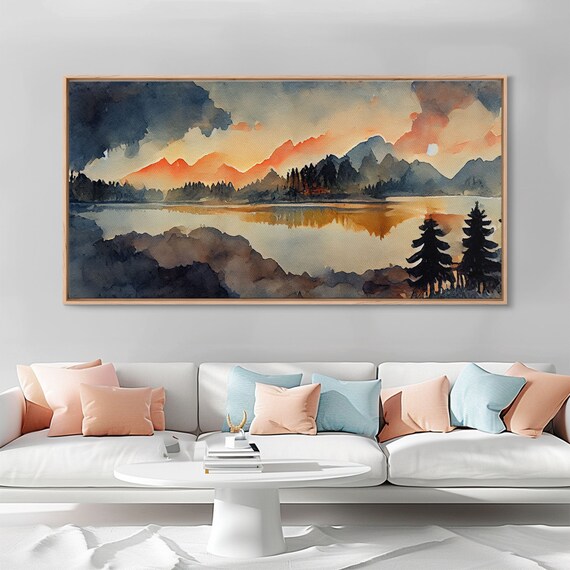Watercolor Painting Of A Forest Fire Print Landscape Art