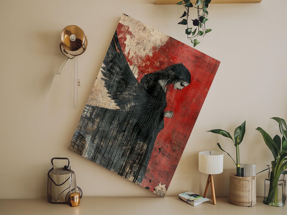 Gothic Angel Dark Art Print, Moody Abstract Decor - Image 4