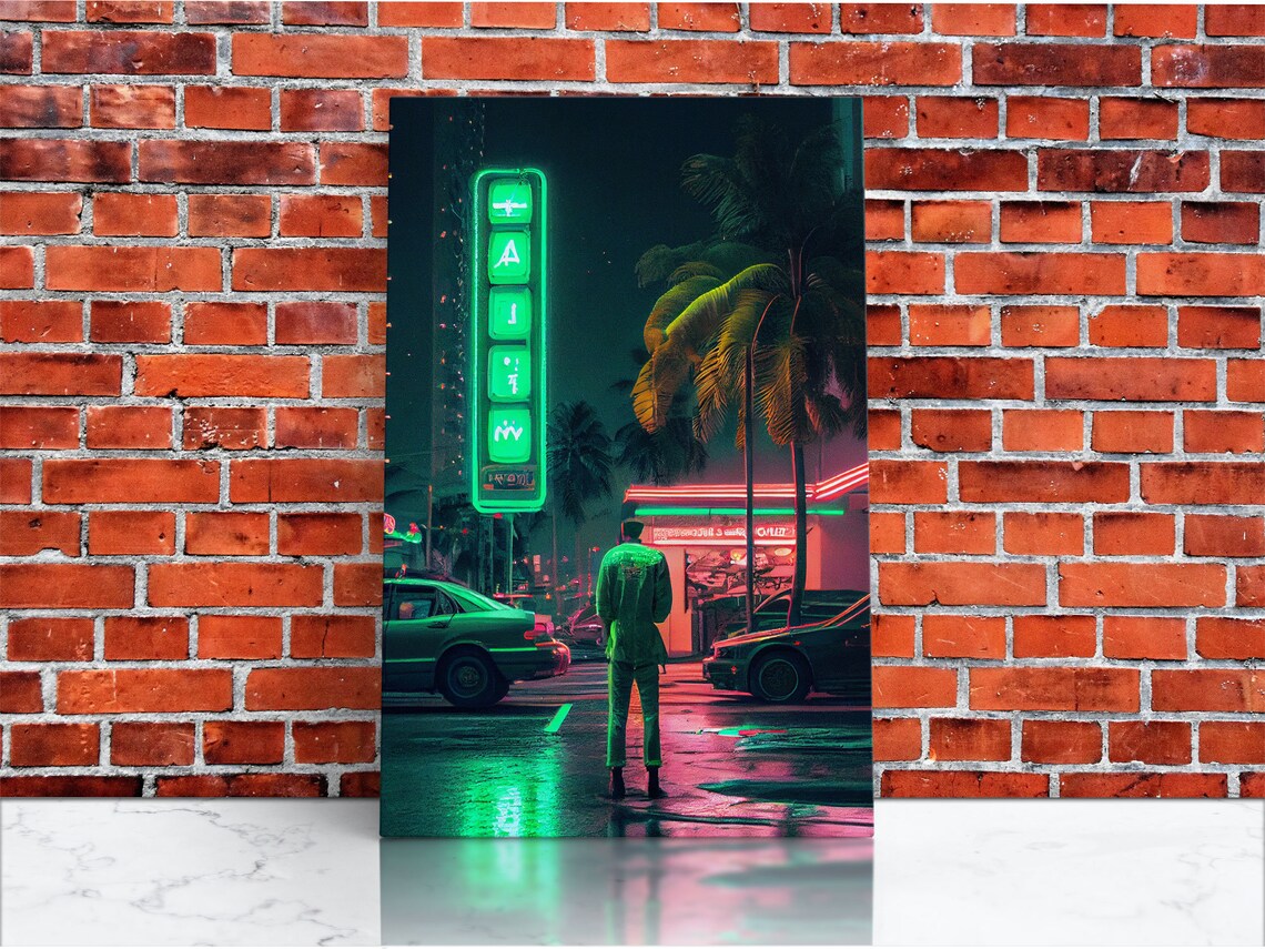 Neon Tokyo Streets, 80s Retro Style Travel Poster - Image 2