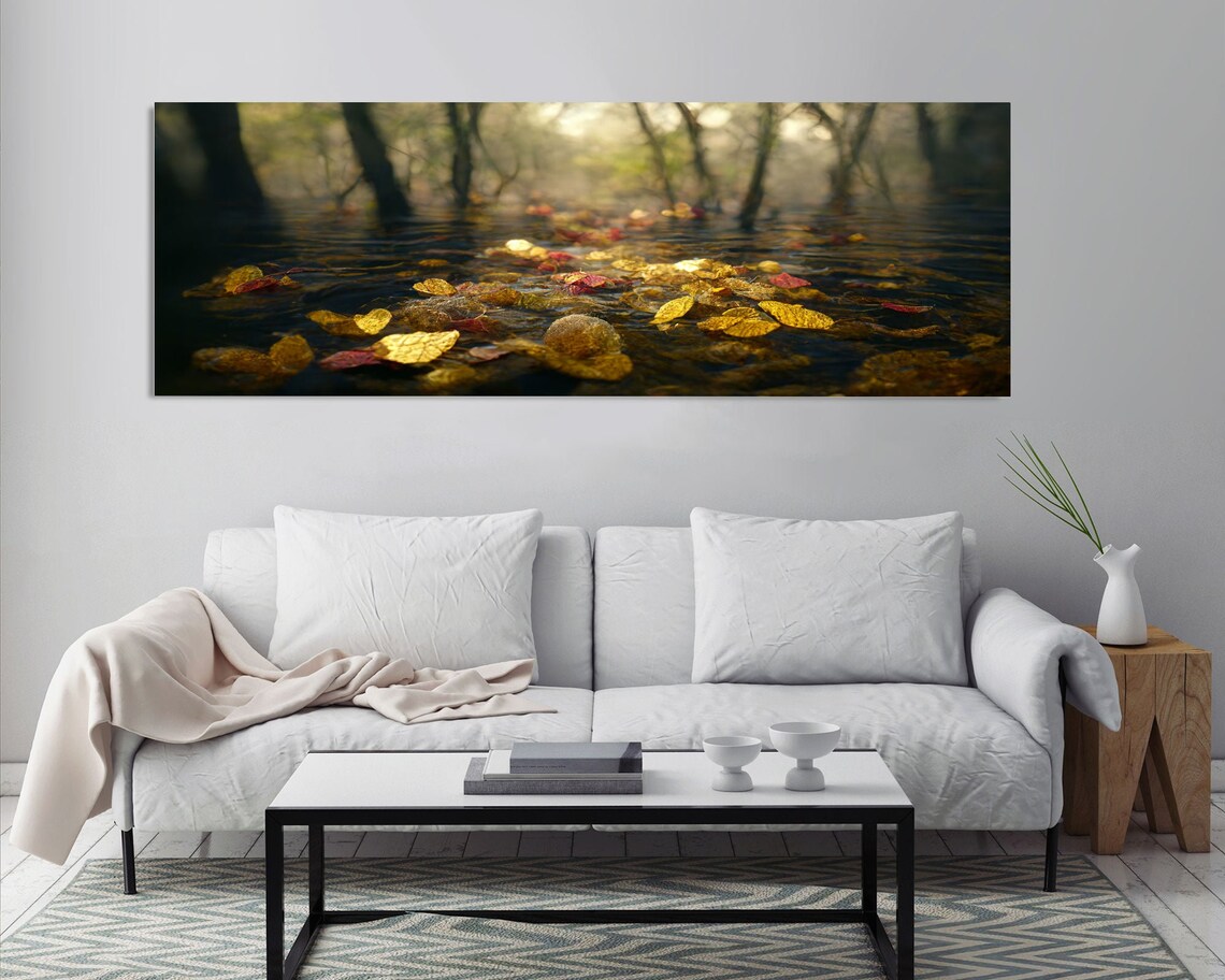 Wet Leaves Stream Forest Autumn Wall Art Print - Image 5