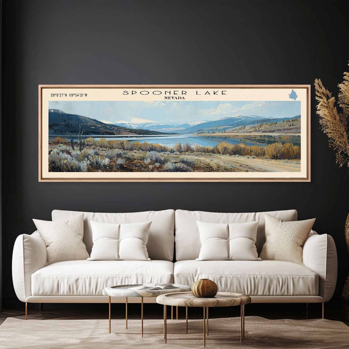 Spooner Lake Nevada Desert Brush Snowy Mountain Peaks Travel Poster - Image 2