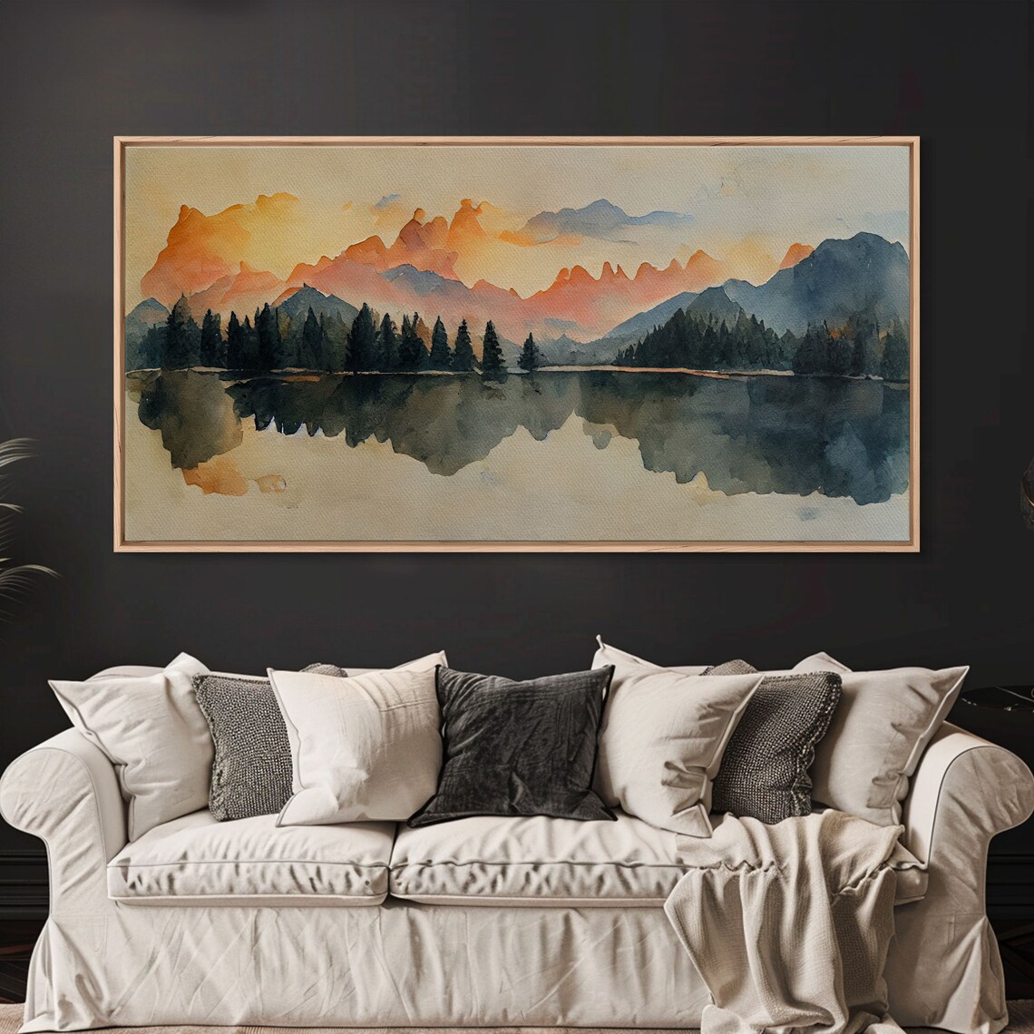 Forest Fire Watercolor Landscape Art Print, Living Room - Image 3