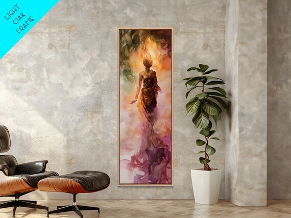 Ethereal Goddess Radiant Golden Halo Pink Watercolor Feminine Art Poster
