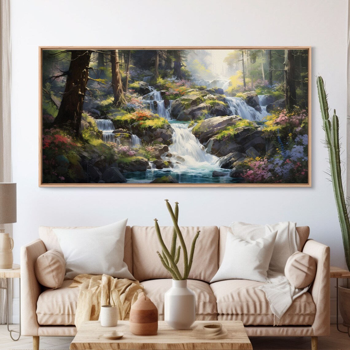 Waterfall Art Print, Modern Minimalist Landscape - Image 3
