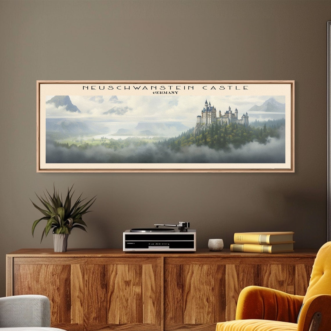 Neuschwanstein Castle Framed Print Travel Poster Panoramic Wall Art Home Decor Gift For Travel Lover Wall Hanging