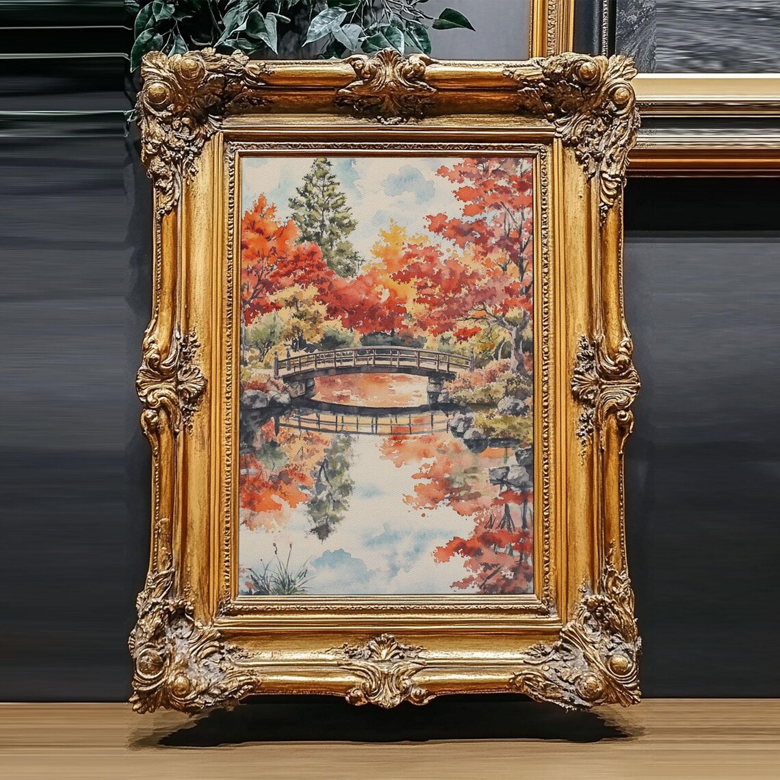 The Fall Bridge Framed Print Autumn Decor Holiday Seasonal Wall Art Gift For Her Moody Landscape - Image 2