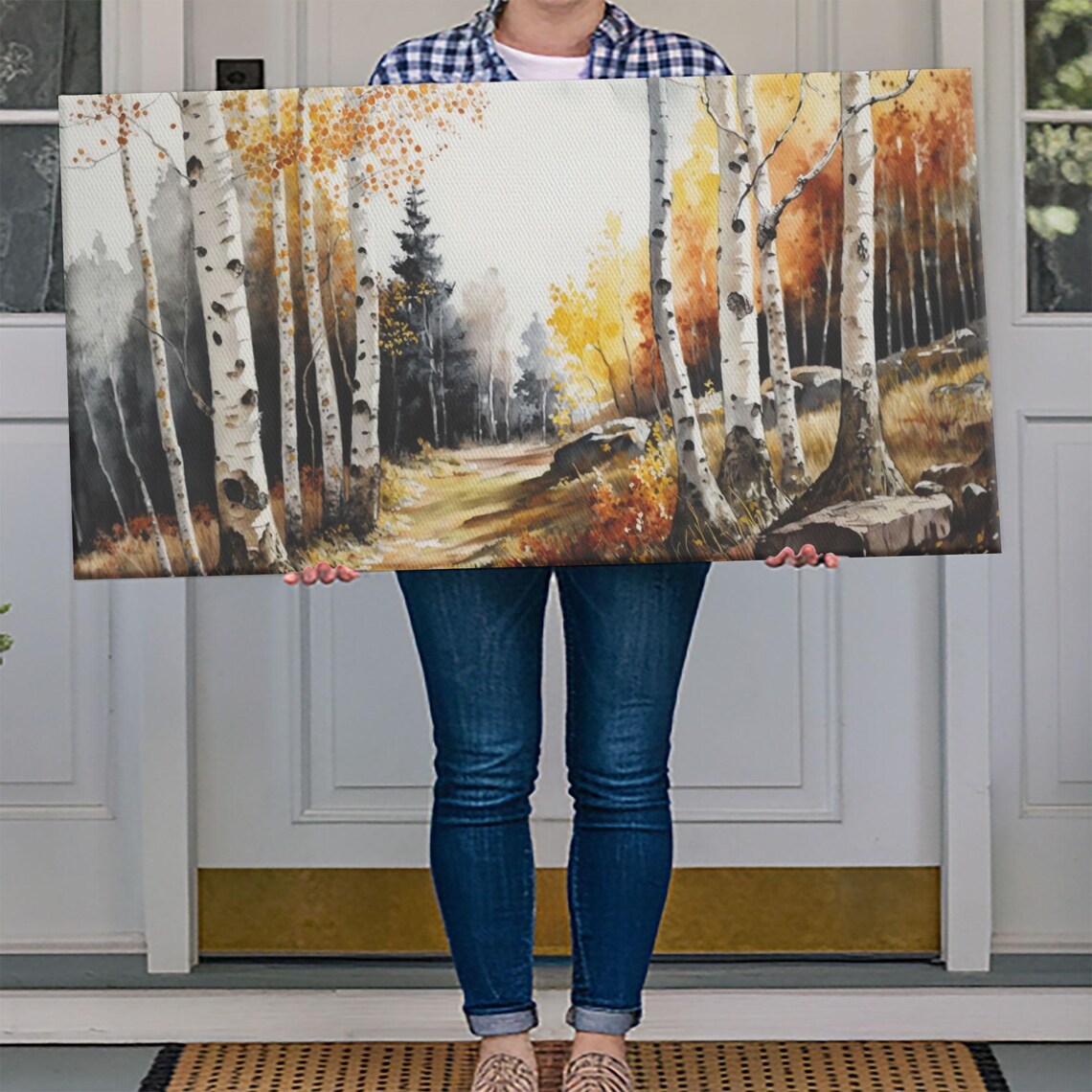 Watercolor Birch Trees Painting Print Yellow Birch Forest Birch Tree Art Birch Tree Painting Fall Decor Birch Tree Wall Art - Image 4