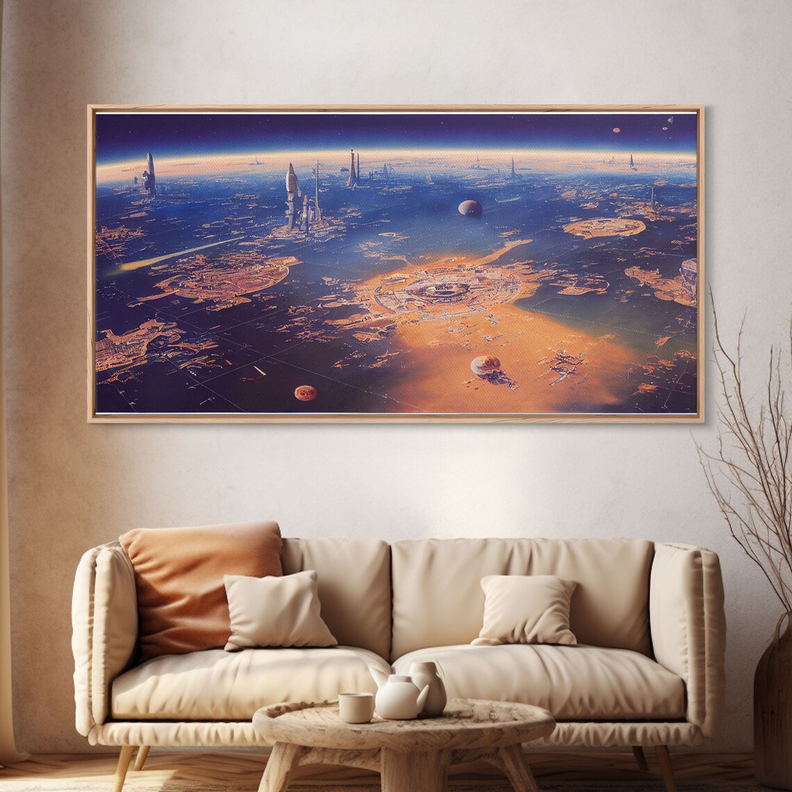 Futuristic City Planet, Bird's-Eye View Sci-Fi Art Print - Image 4