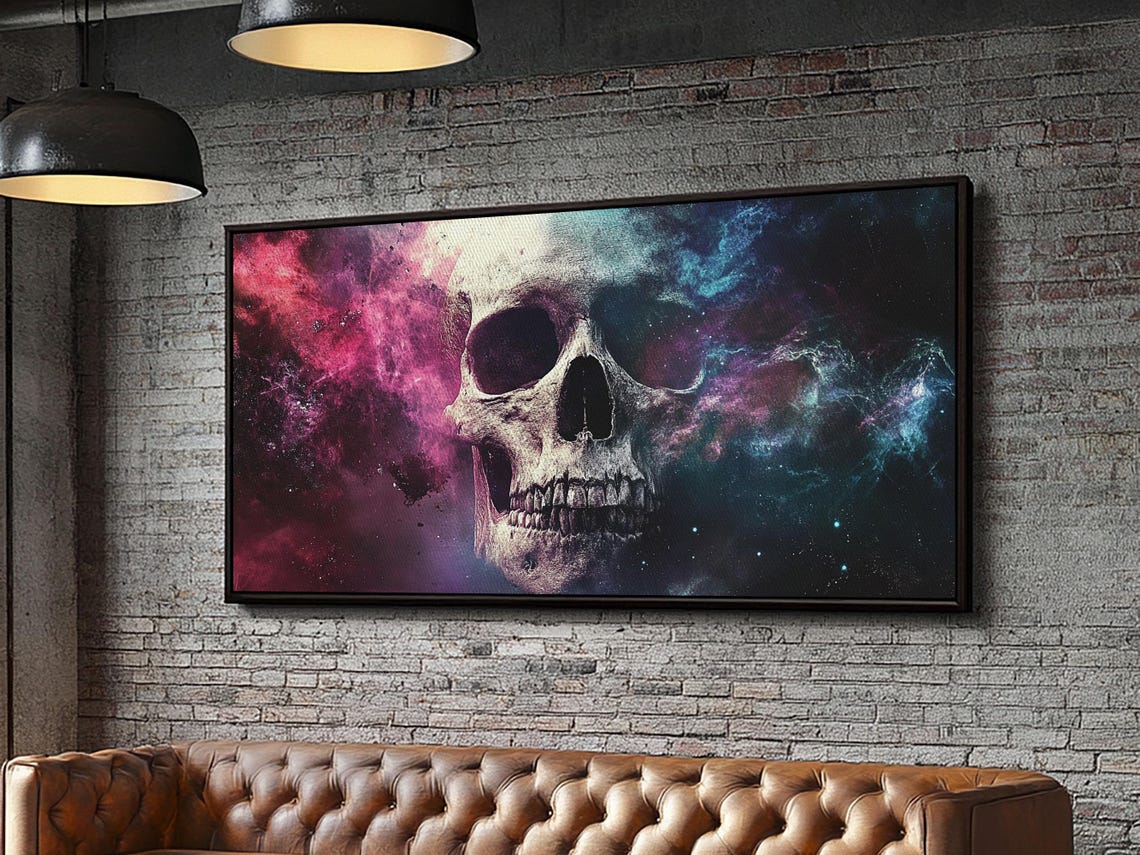 Cosmic Skull In Pink Purple Galaxy Nebula Surreal Horror Poster - Image 6