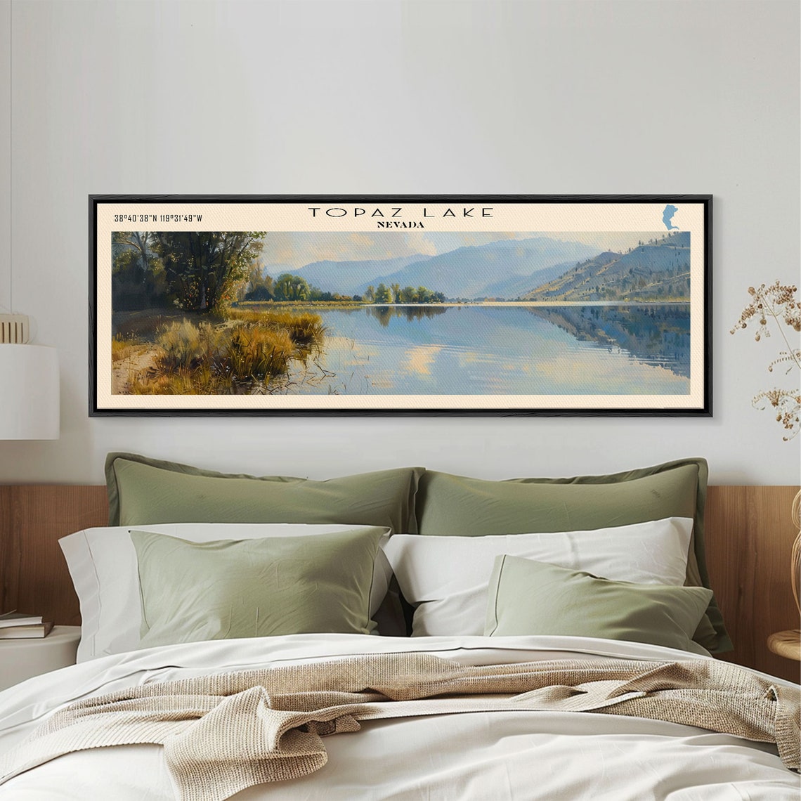 Topaz Lake Nevada Panoramic Mountain Reflection Calm Water Poster - Image 5
