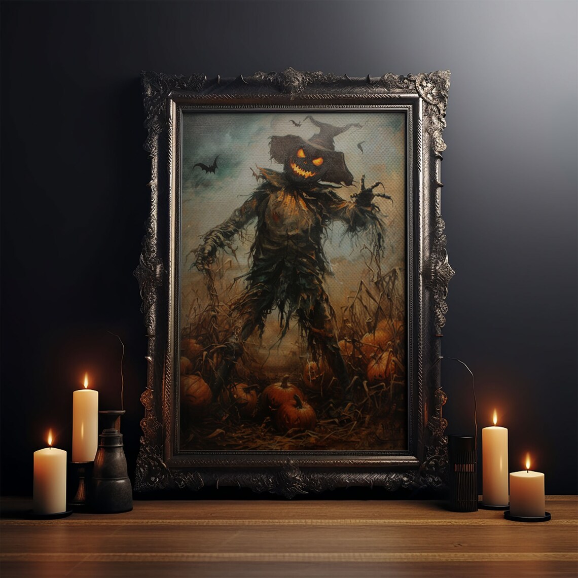 Sinister Pumpkin Head Scarecrow In Harvest Patch Halloween Night Poster - Image 4