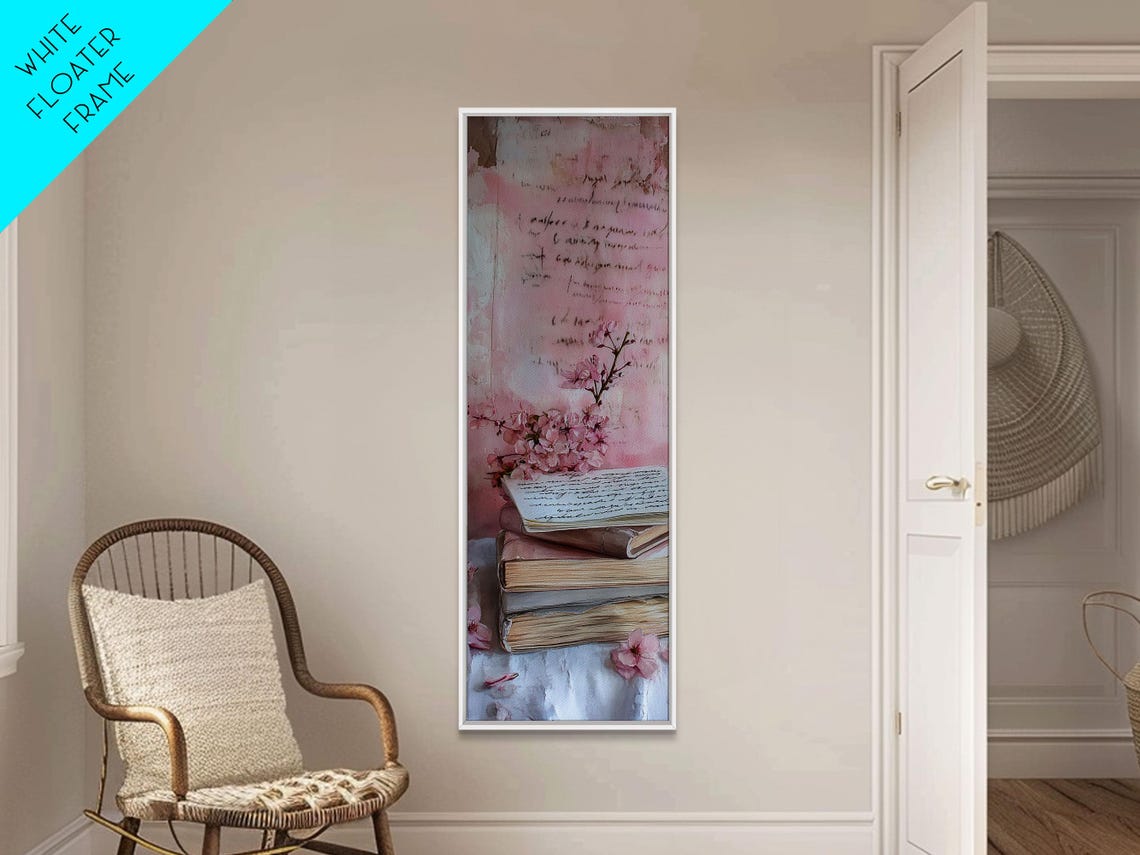 Antique Books With Cherry Blossom Pink Romantic Cottagecore Poster - Image 6