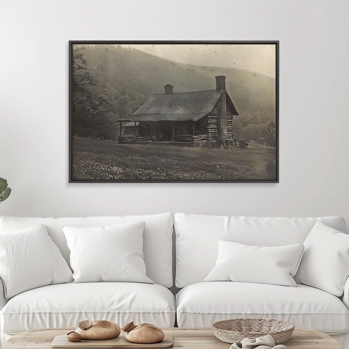 Vintage Log Cabin Pine Forest Black White Rustic Photo Poster - Image 5