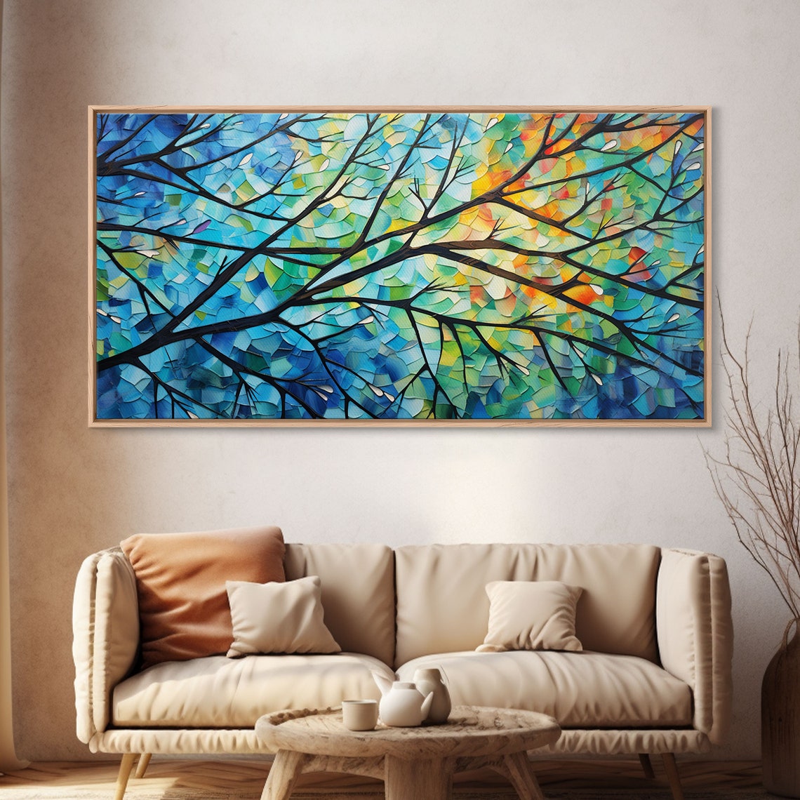Mosaic Tree Branches Colorful Leaves Stained Glass Style Poster - Image 4