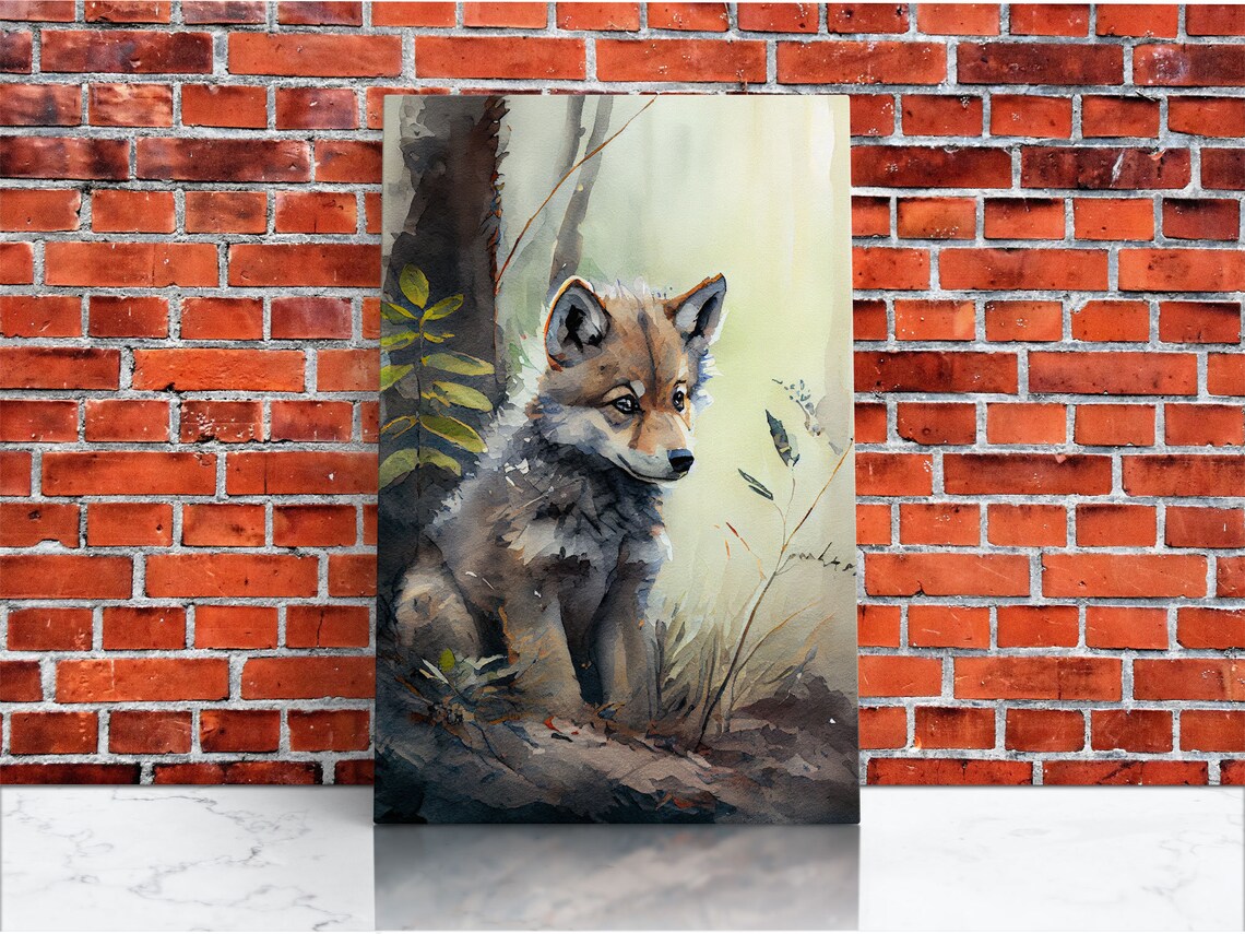 Watercolor Wolf Pup Art Print, Animal Wildlife - Image 3