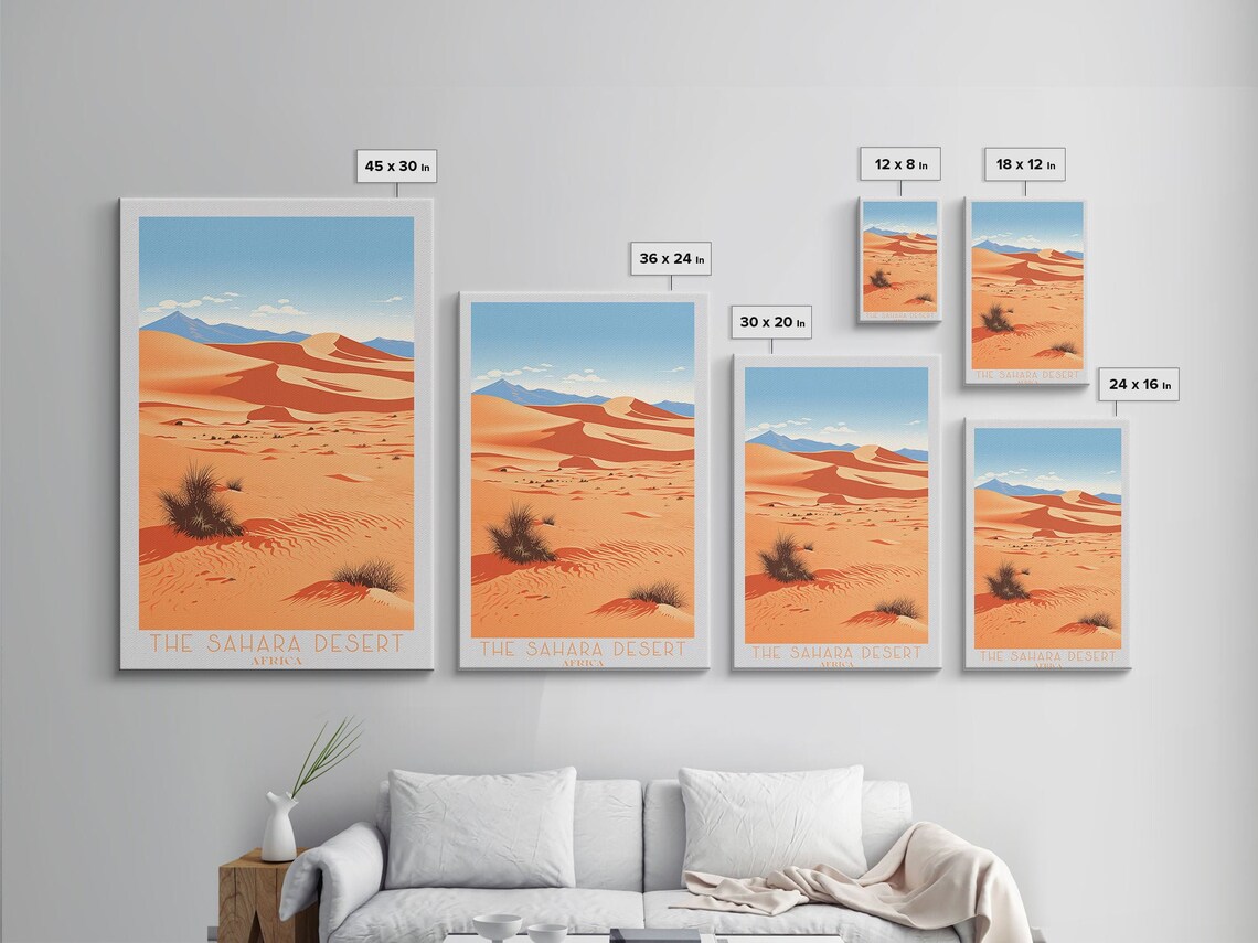Sahara Desert Africa Golden Sand Dunes Under Blue Sky Travel Poster - Image 2