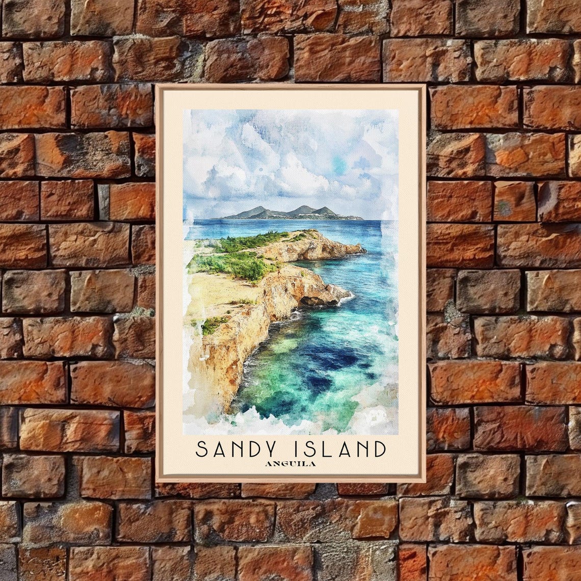 Sandy Island Anguilla Rocky Cove Turquoise Lagoon Distant Isle Poster - Image 4