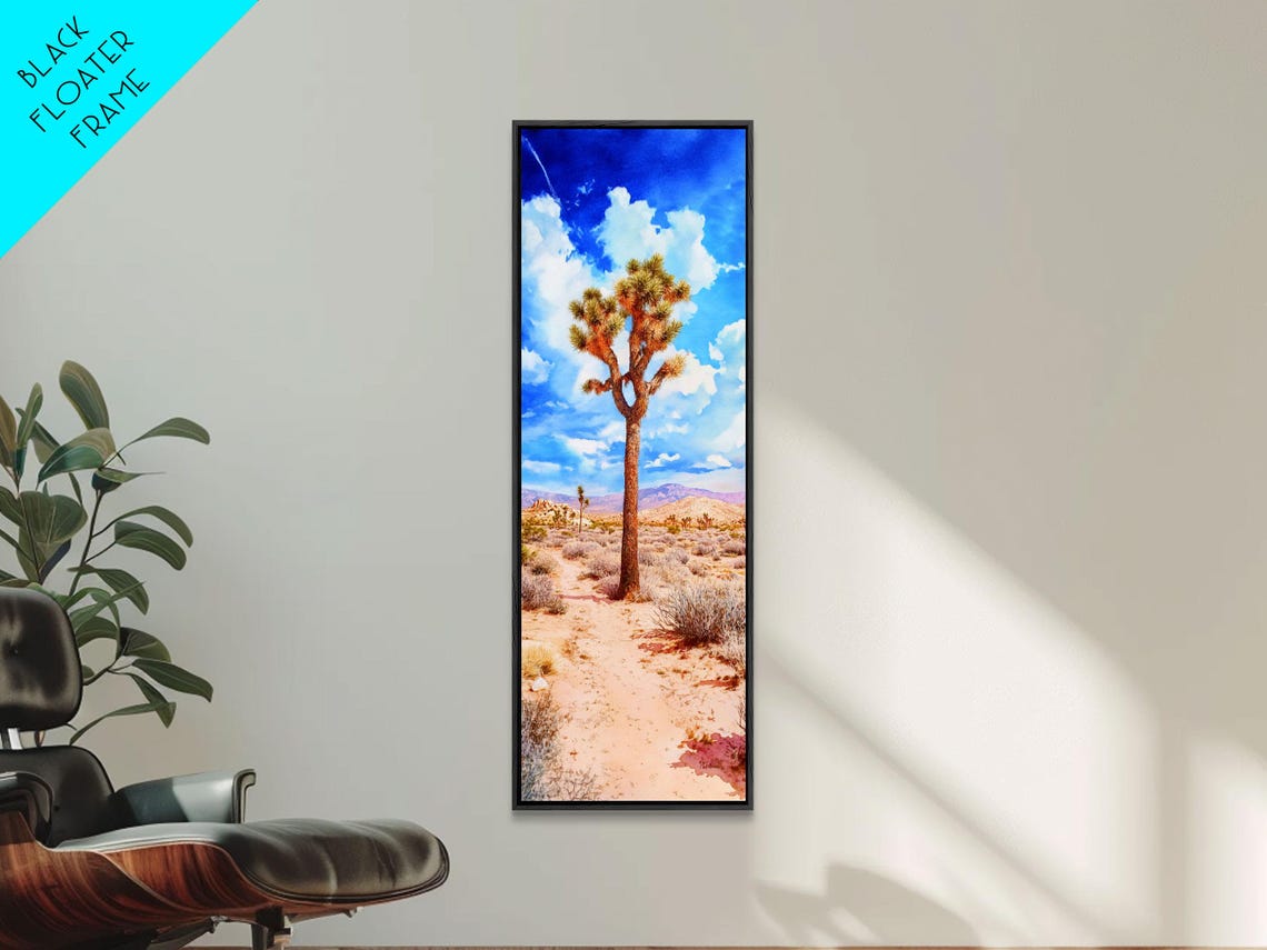 Watercolor Painting Print Of Joshua Tree California Framed Print Tall Skinny Art Landscape Painting Of Joshua Tree California - Image 4