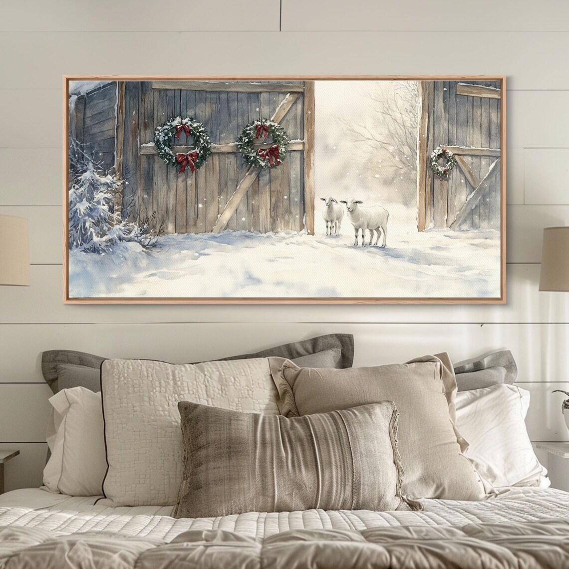 Snowy Barn Christmas Scene, Farmhouse Art Print - Image 5