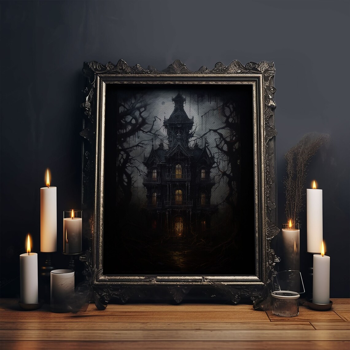 Haunted Victorian Mansion Halloween Art Print